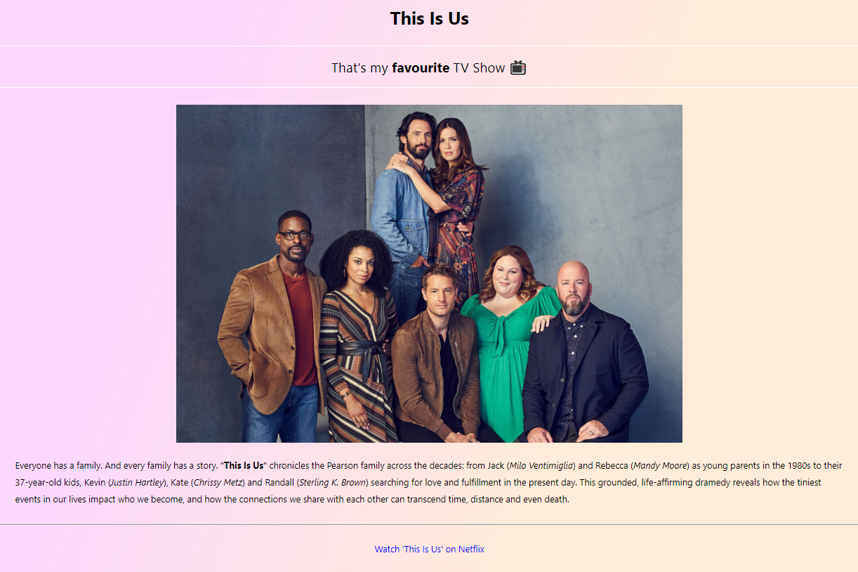 This is Us Landing Page project preview